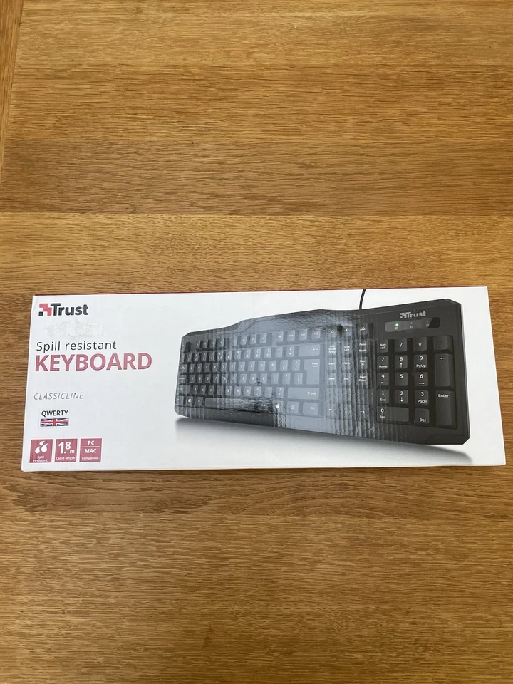 Trust Spill-Resistant Desktop Keyboard and Mouse Set Black - Image 1 of 1