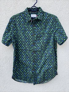 Camicia denim e fiori manica corta con bottoni taglia media slim - Foto 1 di 8