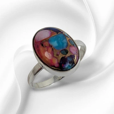 Solid 925 Sterling Silver Women's Ring With Authentic Dahlia Copper Turquoise  - Image 1 of 4