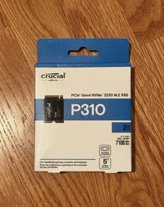 Crucial P310 2TB PCIe Gen4 2230 NVMe M.2 7100 MB/s Internal SSD CT2000P310SSD2 - Photo 1/2