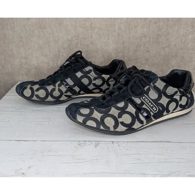 Кроссовки женские Coach Kathleen фирменные C монограмма холщовая кожаная отделка размер 7 М - Изображение 1 из 4