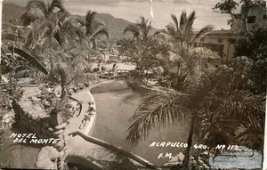 MEXICO RPPC REAL PHOTO POSTCARD: VIEW OF HOTEL DEL MONTE ACAPULCO GRO. - Picture 1 of 2