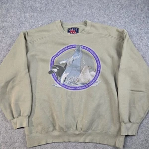 Vintage Galt Sand Sweatshirt Mens XL Green Whale Orca Animal Nature Crewneck 90s - Picture 1 of 11