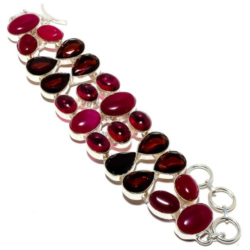 VALENTINO Bracciale in argento sterling 925 con pietre preziose e granato 7 8" P339