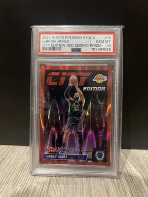 Panini 2023 Hoops Lebron James Lakers City Edition /199 Red PSA 10 GEM MT card - Image 1 of 2