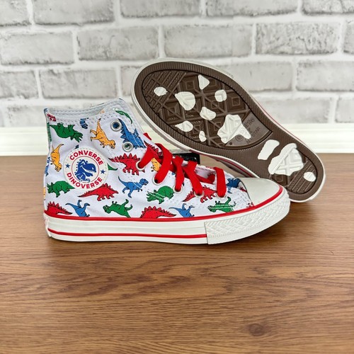 ❤️❤️CONVERSE ALL STAR CTAS HI dinosauro taglia 2 scarpe bambini tela bianco rosso 663636C