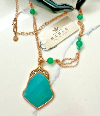 IMPRESIONANTE COLLAR COLGANTE BARSE FACETADO ÓNIX VERDE Y COBRE Foto 1 de 4
