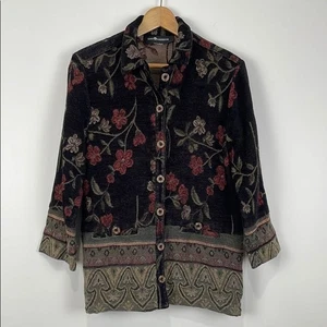 Sag Harbor Women’s Medium Floral Tapestry Button-Up Over Shirt Blazer Mid-Weight - Picture 1 of 7