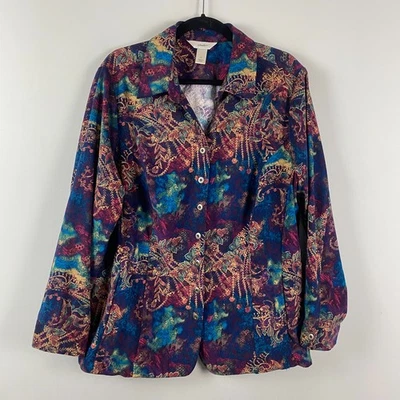 CJ Banks Jacket Size 2X Button Front Floral Long Sleeve Multicolor - Image 1 of 4