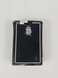 Vintage Arrco Playing Cards Knight Black Victorian Rose Back Linen Finish - Picture 1 of 6