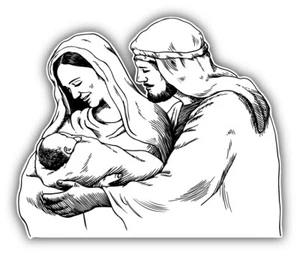Joseph And Mary Holding Baby Jesus Religion Car Bumper Sticker Decal - "SIZES" - Picture 1 of 1