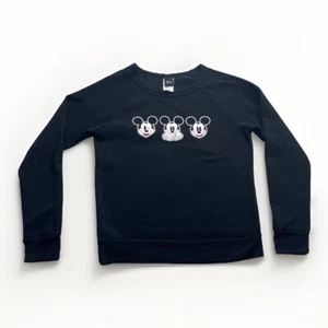 Disney Mickey Mouse Character Cartoons Faces Black Sweatshirt Kids Large - Picture 1 of 8