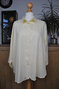 Vintage Top Lady Pale Yellow Half Sleeve Button Up Shirt Tunic Size 24 - Picture 1 of 14