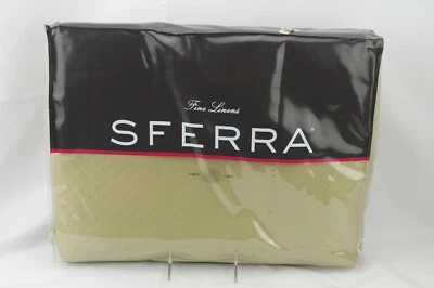 全新 SFERRA 743 Bari Taupe King 毛毯 保护套 100% 埃及棉 钻石珠 — 第 1/4 张图片