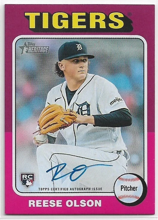 2024 Topps Heritage Reese Olson #ROA-RO Real One Rookie Auto Tigers On-Card - Image 1 of 2