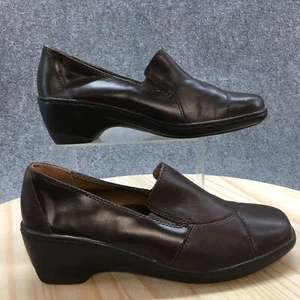 Croft&Barrow Loafer Womens 9.5M Brown Greta Slip On Wedge Casual Comfort Leather - Picture 1 of 19