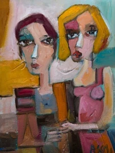 "Retrato artístico enmarcado original pintura al óleo sobre lienzo 17"" x 13" - Imagen 1 de 6