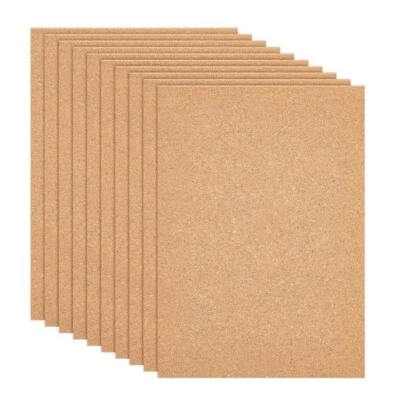 Wood Cork Board 10pcs Sheet Self-adhesive Rectangular Durable Message Holder - Image 1 of 4