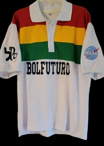 NASA Bel Futuro POLO Embroidered Bolivia Men sz M Futbol Soccer Red Yellow Green - Picture 1 of 4