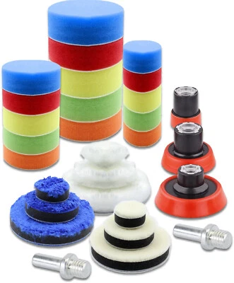 Set 29-tlg Polierteller Polier 30 50 75mm Polierpads Polierschwamm Polierscheibe - Bild 1 von 4