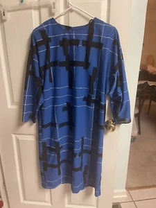 VNT Disco dress from 80’s black & blue Geometric A Line Sz Large 42 Bust - Picture 1 of 4