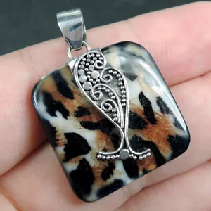 925 Sterling Silver Leopard Print Resin Whale Design Pendant Jewellery, RP-002 - Picture 1 of 6