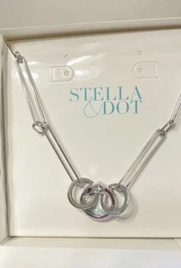 Stella & Dot SILVER PAPERCLIP CHARM KEEPER Necklace #N3038S New - Picture 1 of 5