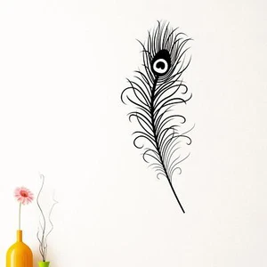 Pegatina de pared decorativa pluma de pavo real calcomanía transferencia diseño pájaro vinilo mate Reino Unido - Imagen 1 de 36