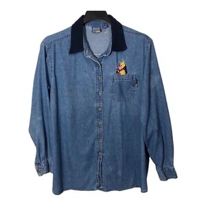 Disney Winnie Puuh Damen Denim Jeanshemd Ferkel Größe 26 100 Acre Holz Geschenk - Bild 1 von 5