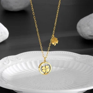 Fashion 18kgp Simple Design Four Leaf Clover Jewelry Sets Earrings + Necklace - Picture 1 of 7