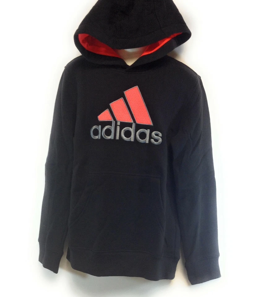 Girls Kids Youth Adidas BX R87RK Black Pink Silver Logo Hoodie Sweatshirt - Image 1 of 1