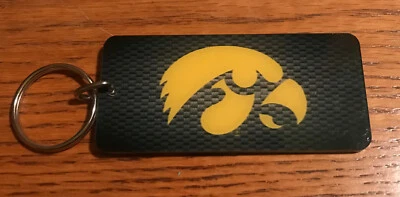 Iowa Hawkeyes Acrylic Keychain NCAA Team Color Logo Carbon Printed Key Ring - Image 1 of 2