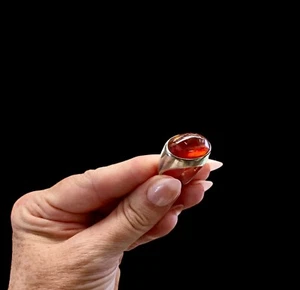 Silver & Amber Mid-century Danish Ring ~ By Hermann Siersbøl - Picture 1 of 10