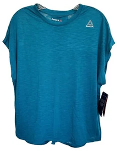 Reebok Women's SPEEDWICK Athletic Top Short Sleeve Tie Back Size XL Teal - Picture 1 of 8