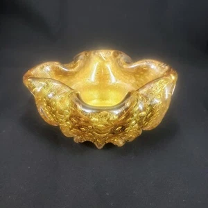 Murano Glass Barovier Toso Purple Ashtray With Gold Polveri Bullicante Bubbles - Picture 1 of 13