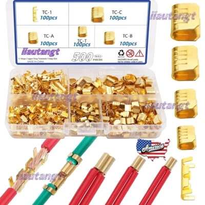 500 Pcs U Shape Copper Terminals Crimp Kit - Non-Insulated Assortment Wire Cable - Image 1 of 4