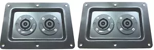 (2) Zwei große Metall Lautsprecher Buchse Platten mit Dual Large SpeakOn NL8MPR. - Bild 1 von 1