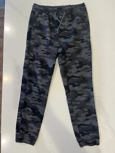 EUC Gap Kids Camouflage Pants Boys XL 12 Joggers Black Gray Canvas Grey Camo - Picture 1 of 5