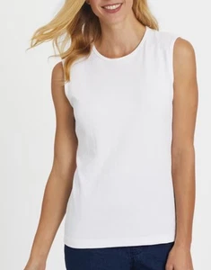 Appleseed’s Tank Top Damen 2X Weiß Coastal Baumwolle U-Ausschnitt Lagenlook Stretch - Bild 1 von 9