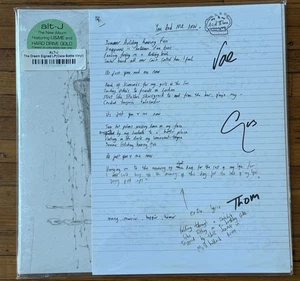 Alt-J “The Dream” Coke Bottle Vinyl Signed Lyrics Sheet Limited Edition - Picture 1 of 3