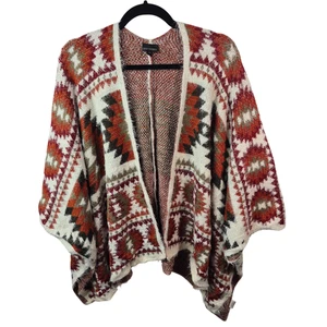 Coco Carmen Womens Sweater One Size Poncho Red Southwestern Cozy Outdoor - Picture 1 of 7