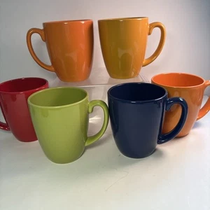 CORELLE STONEWARE SET OF 6 MULTI COLORED COFFEE TEA MUGS/CUPS 10 Oz - Picture 1 of 24