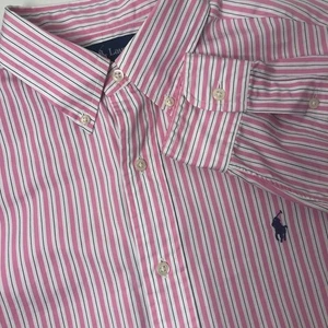 Ralph Lauren Streifen Hemd Herren 15,5 34/35 Rosa Weiß Button Down L/S Blau Pony - Bild 1 von 8