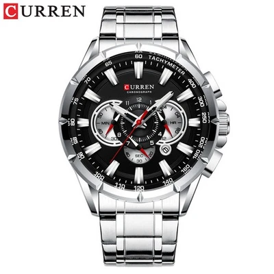CURREN Men Watch with Chronograph Full Steel Wristwatch Male Date Quartz Watches - Image 1 of 4