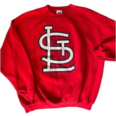复古男式 2XL 圣路易斯红雀运动衫红色圆领 MLB 大印花标志 Y2K — 第 1/4 张图片