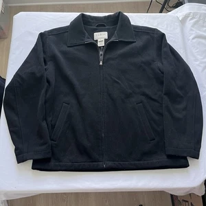 LL Bean Jacket Mens XL Black Wool Blend Full Zip Lined Heavyweight Bomber - Picture 1 of 6