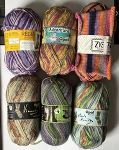 6x 100g Balls Of 4ply Sock Wool Nylon Yarn Opal Regia King Cole Zig Zag - Picture 1 of 2