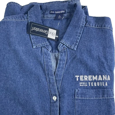 Teremana Tequila Ladies Shirt XL Long Sleeve Blue Denim Cotton Dwayne Johnson - Image 1 of 4
