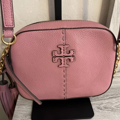 Bandolera Tory Burch McGraw Cámara Rosa Cartera Borlas Moderna Boho Viaje Foto 1 de 4