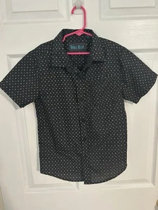 Bold blue size 7 short sleeve button down collar shirt black gray boys - Picture 1 of 5